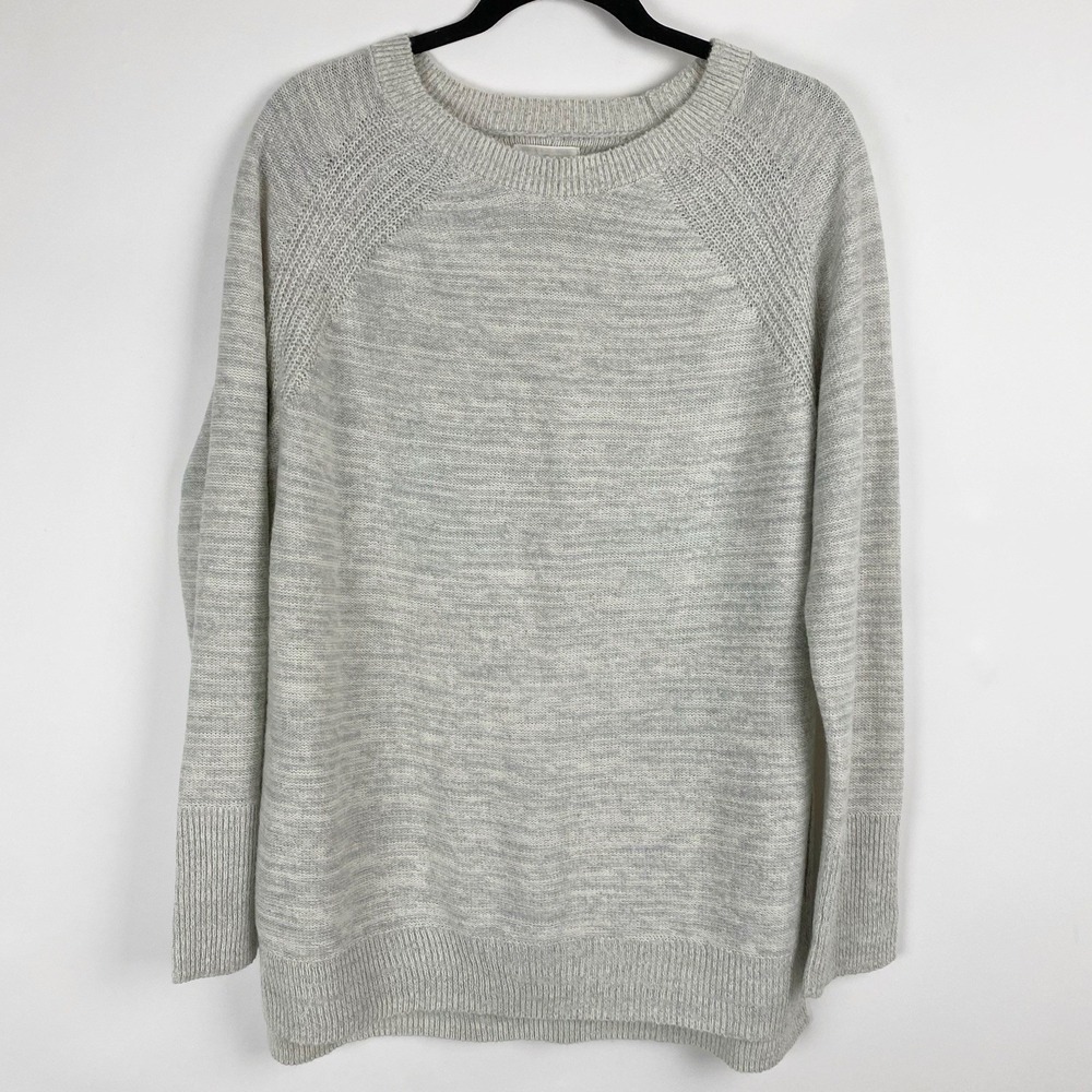 Lou & Grey Marled Raglan Long Sleeve Pullover Sweater Womens Large Gray